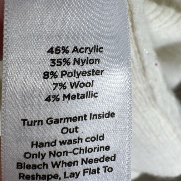 TALBOTS Cardigan Sweater Shimmer Glitter Wool Blend Ivory Neutral Size M - Picture 7 of 7